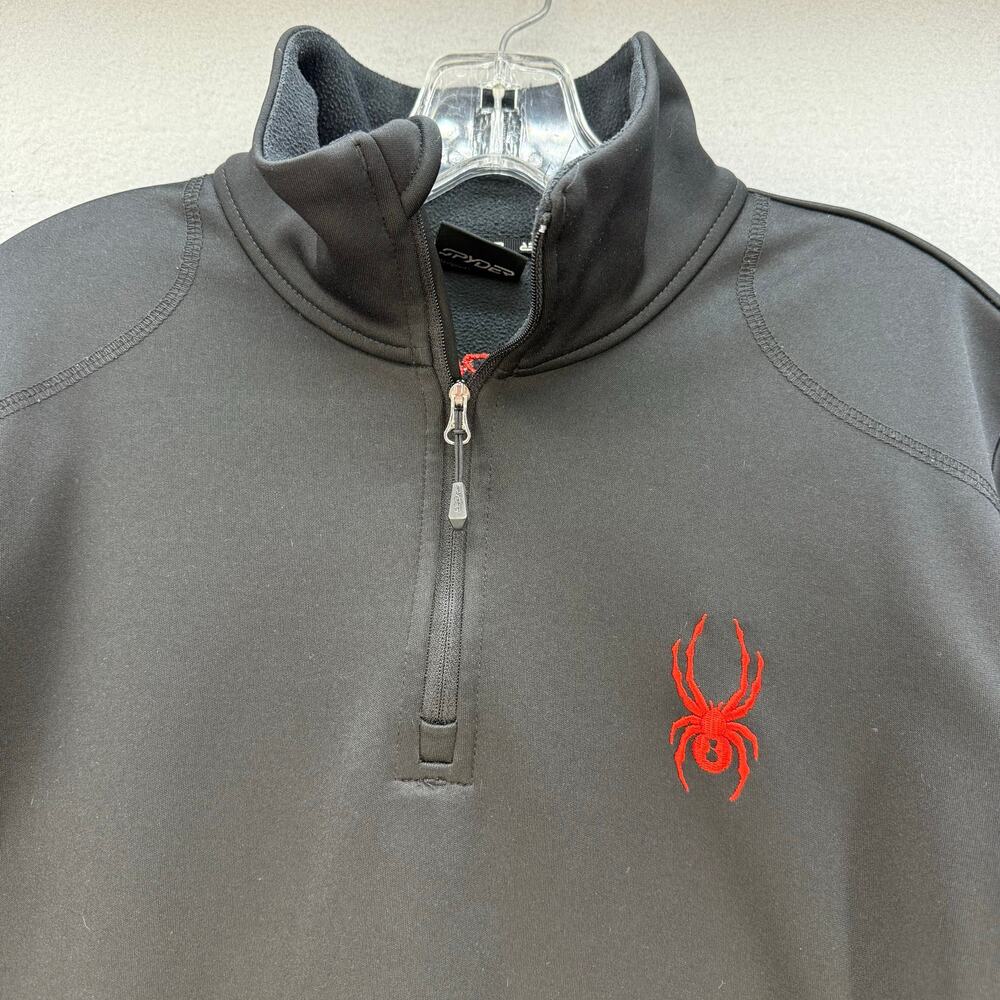 Spyder 1/4 Zip Pullover Men's S Black Red Lightweight Jacket High Collar - Picture 3 of 11